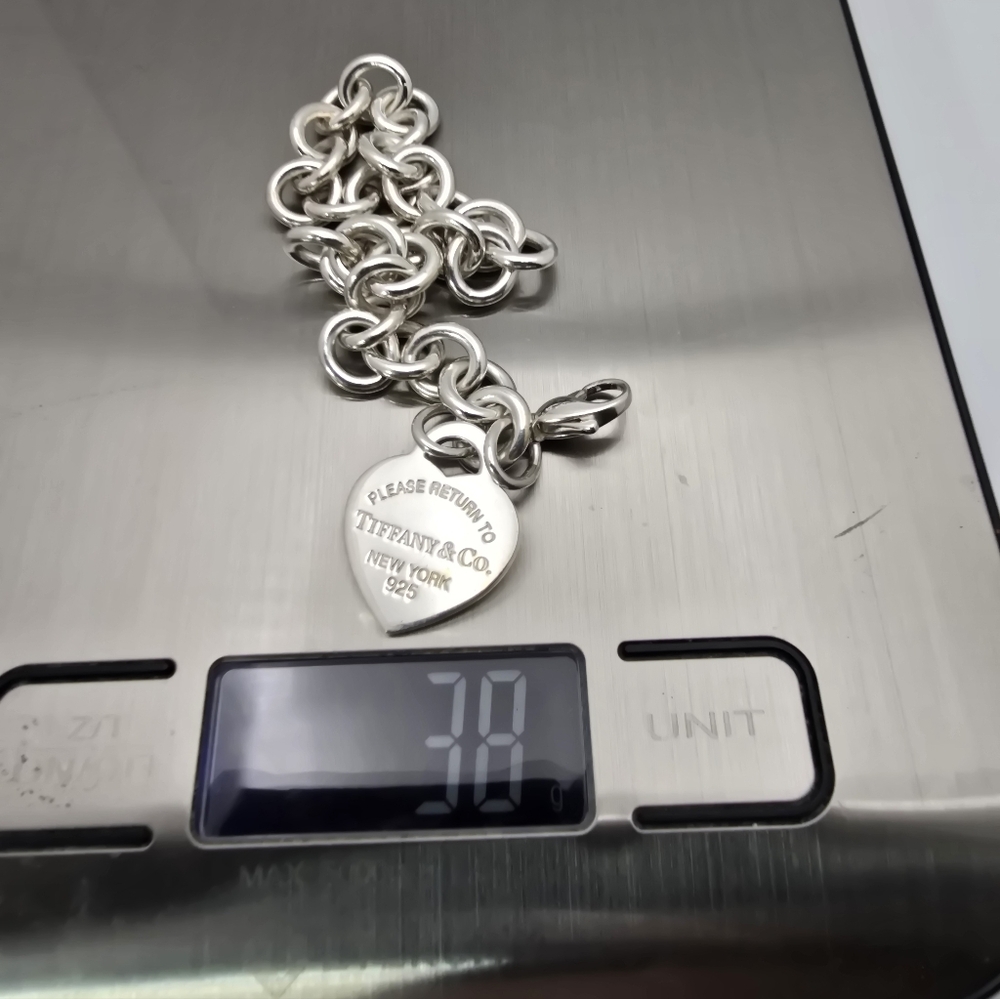 Tiffany Co Return To Tiffany Heart Tag Charm Sterling Silver Bracelet, 7 3/4... - Picture 5 of 5